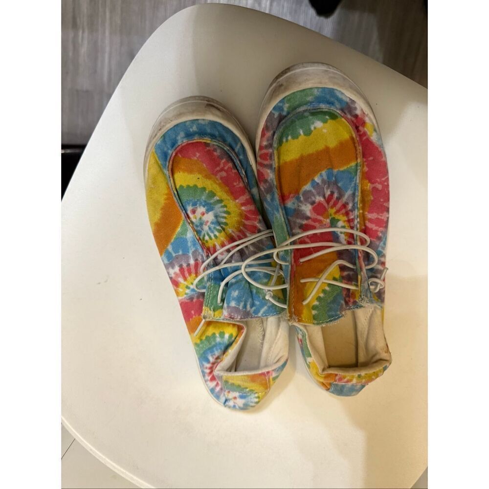 Women's Mandala Tie Dye Low Top Canvas Boat Shoe Loafer Multicolor Size 39